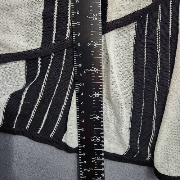 Chico's Women 0 US S Cardigan Sweater Black White Striped Knit Open Front - Picture 8 of 10